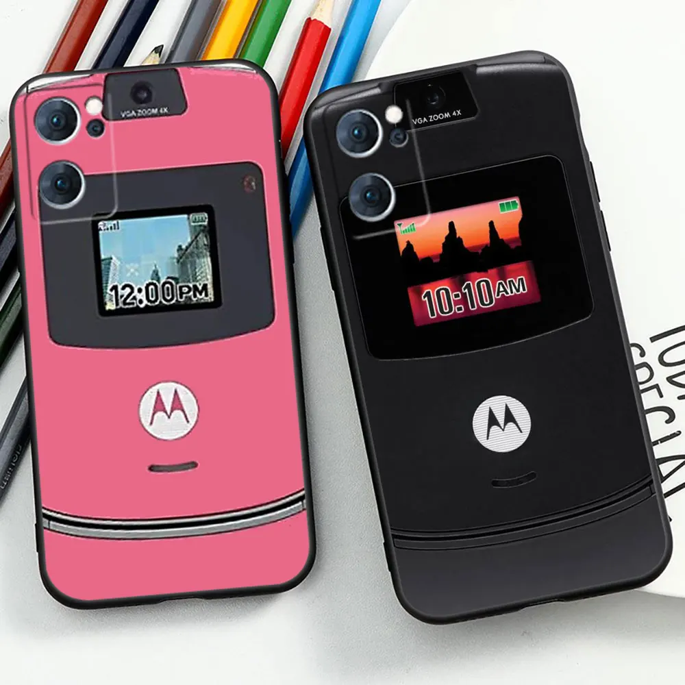 Motorola Razr Pink Phone Case For OPPO Reno 10 8 8T 7 7Z 6 5 4 Pro Plus FIND X5 X3 X2 Pro Lite 4G 5G Cases Soft Silicone Cover