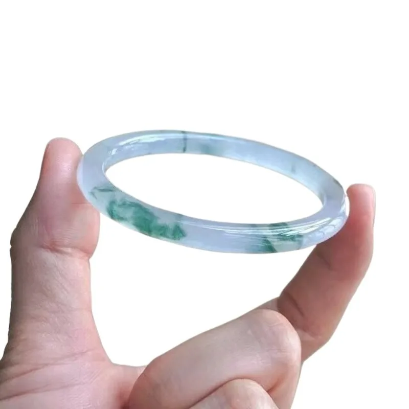 Thin strip round strip ice seed floating flower clear water full of green yu bracelet women's bracelet women