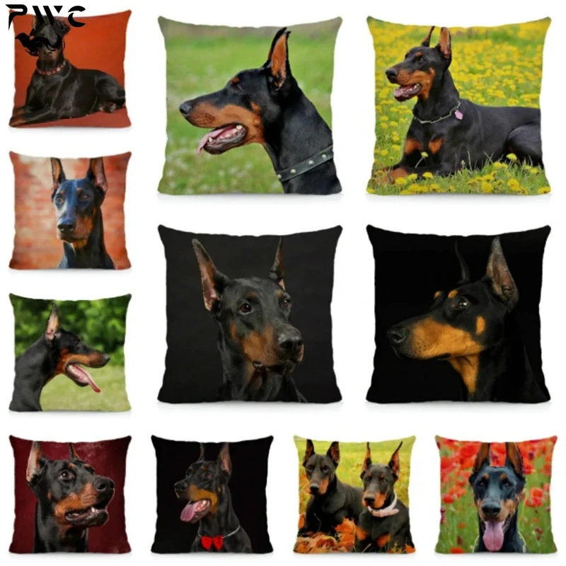 

Animal Doberman Pinscher Print Cushion Cover Dog Decorative Sofa Polyester Pillow Case 45x45cm Home Decor Fundas De Cojin