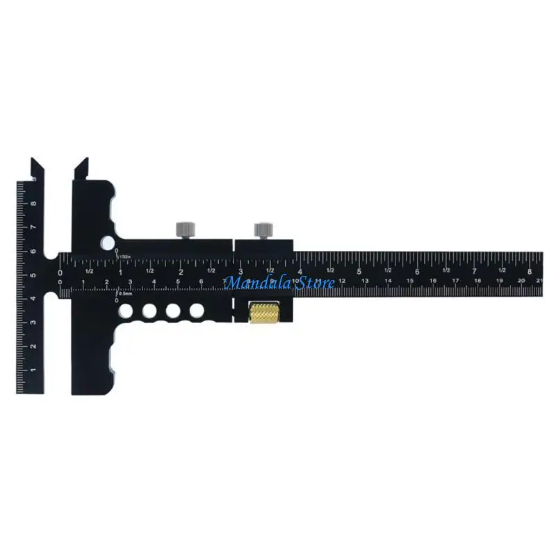 U2JC Woodworking Sliding Gauge Aluminum Alloy Ruler T Ruler Measuring Tool
