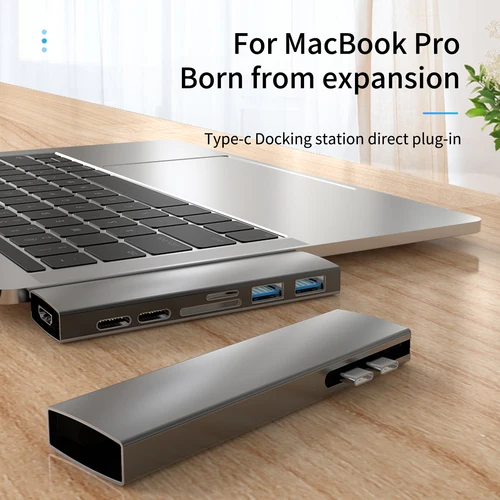 Imagen 2 del producto Basix USB C Hub USB para MacBook Pro/Air M1 M2 2021 2020 2019 2018 Thunderbolt 3 PD USB 3,0 lector de tarjetas SD TF adaptador de concentrador tipo C