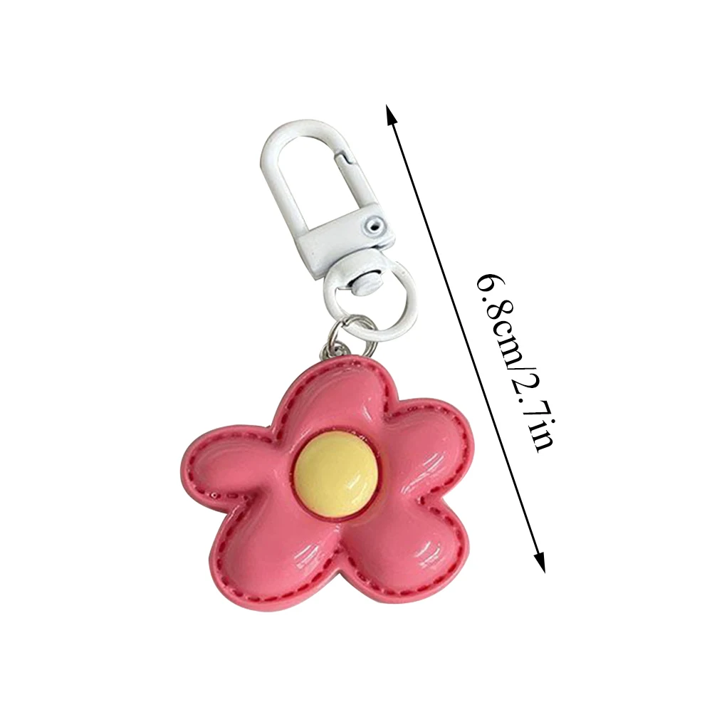 Candy Color Flower Keychain Bag Earphone Case Pendant DIY Accessories Car Key Ring Cute Flowers Key Chains Decor Jewelry