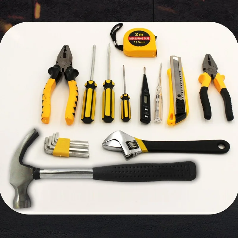 Household & Car Repair Kit Portable Hardware Set with Wrench Hammer Screwdriver Voltage in Storage Box