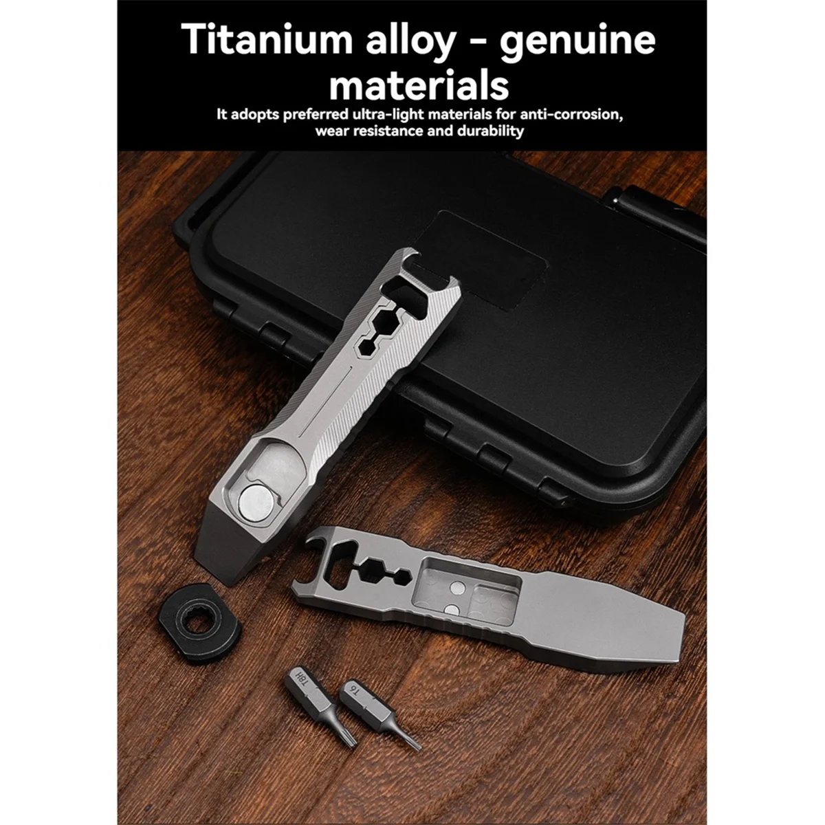 

AA98 Багатофункциональный лом из титанового сплава, портативная открывалка для бутылок со скрытой отверткой, регулируемый гаечный ключ