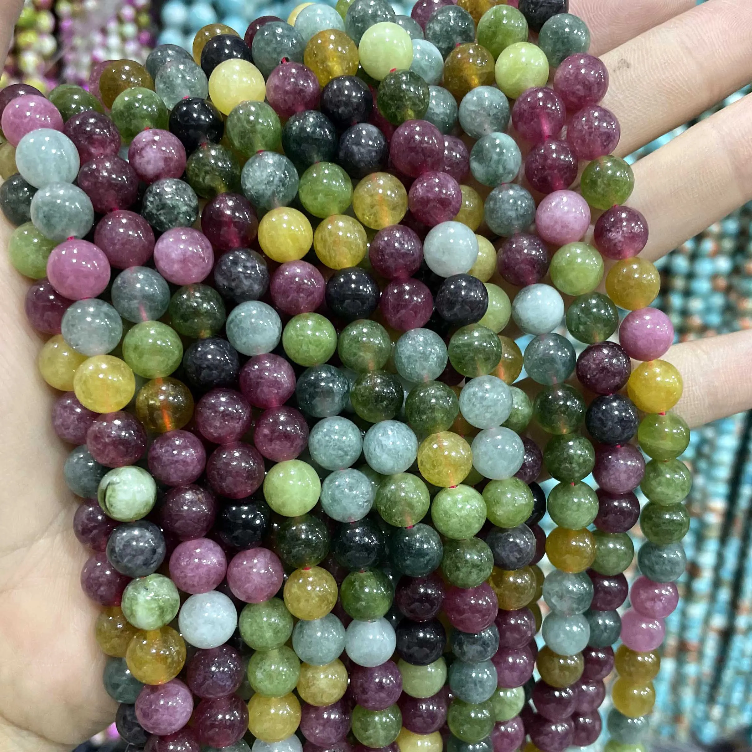 Natural Stone Colorful Tourmaline Faceted Rondelle Square Irregular Round Space Beads For Jewelry Making Diy Bracelet Necklace