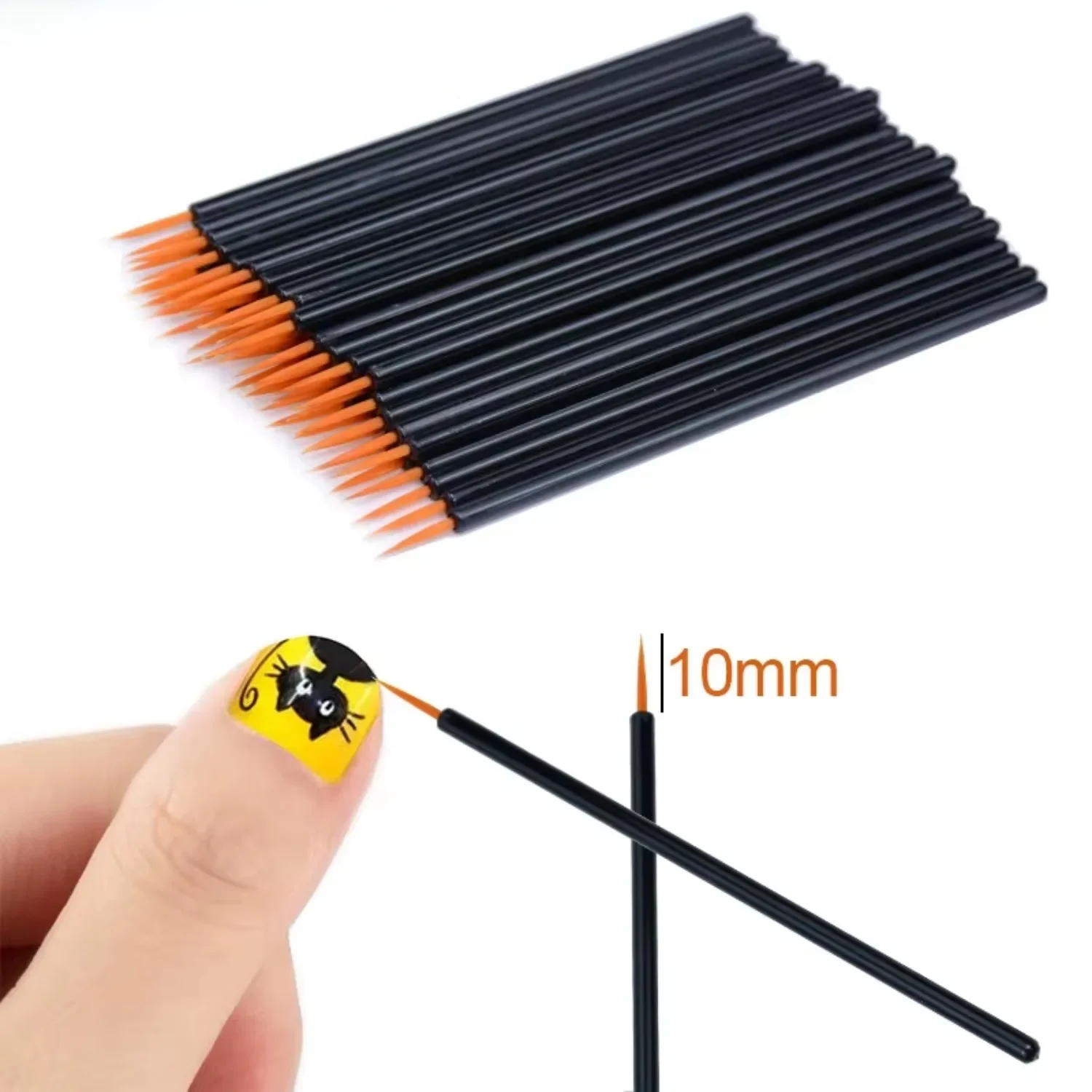 50pcs/lot Reusable Gel Liner Nail Art Brushes Painting Pen Disposable  Eyeliner Beauty Eyeline Makup Tools nail art brush