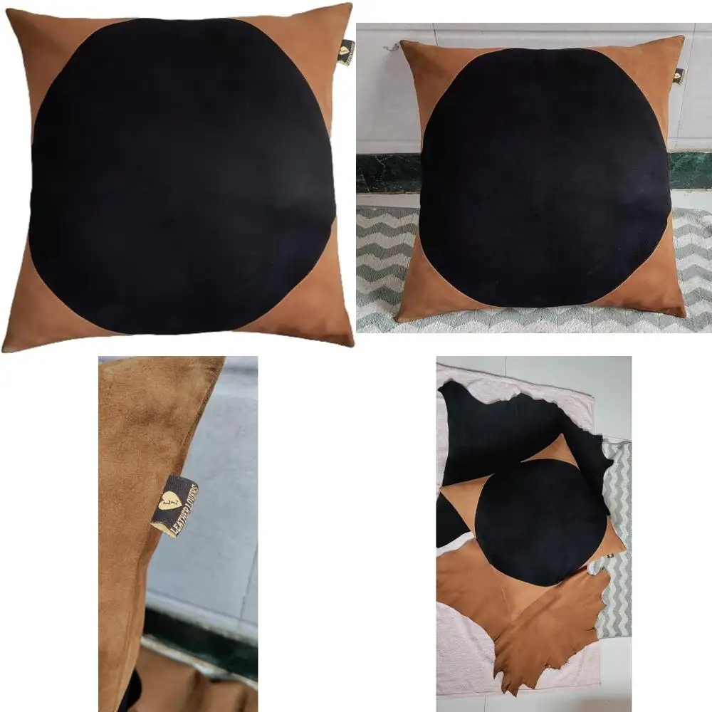 

Suede Lambskin Leather Pillow Cover - Sofa Cushion Case - Decorative Throw Covers for Living Room and Bedroom