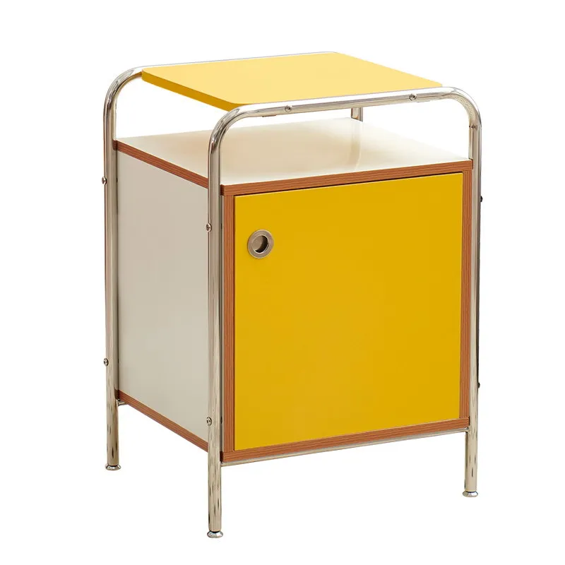 

Medieval stainless steel bedside table Internet celebrity ins bedside table Bedroom storage cabinet