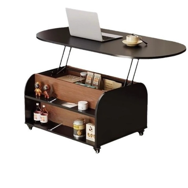 

Household double-sided storage rattan coffee table living room small apartment medium ancient style movable lifting coffee table