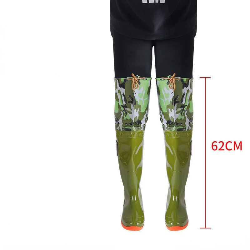 Fishing Waders with Boots Soft Sole Rain Boots Rubber Wellies Rainboots Galoshes Men Knee Boots Slip on Rain Shoes