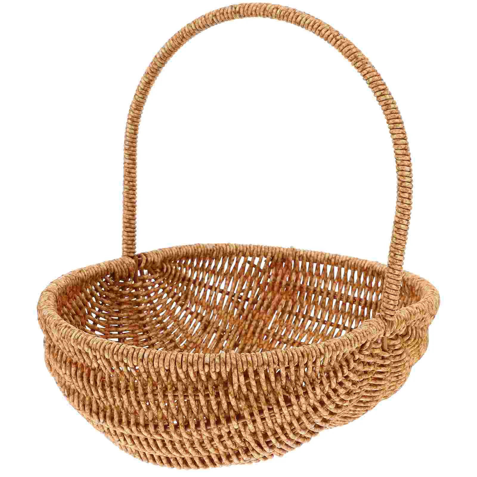 

Shopping Basket Papers Long-lasting Hand Woven Sturdy Handle Hand-made Fruits Plastic Rattan Food