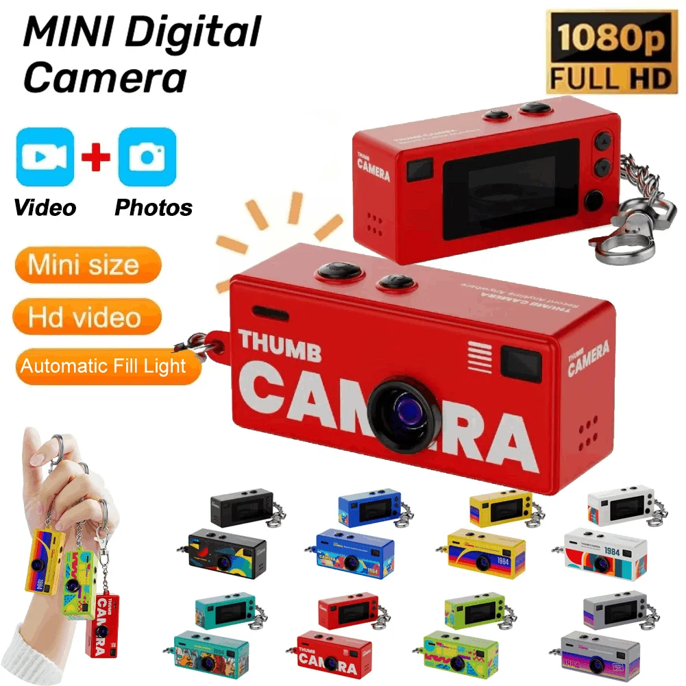 Magecam Thumb Digital Camera fashion Keychain Camera Retro with a 130° wide-angle lens 1080P Very Small Camcorder Video Recorder
