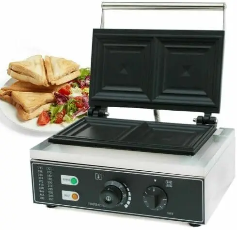 Electric Sandwich Machine,1500W Doubleside Press Grill,Maker w/Non-Stick Coating,Stainless Steel,for Restaurant Party Food Stall
