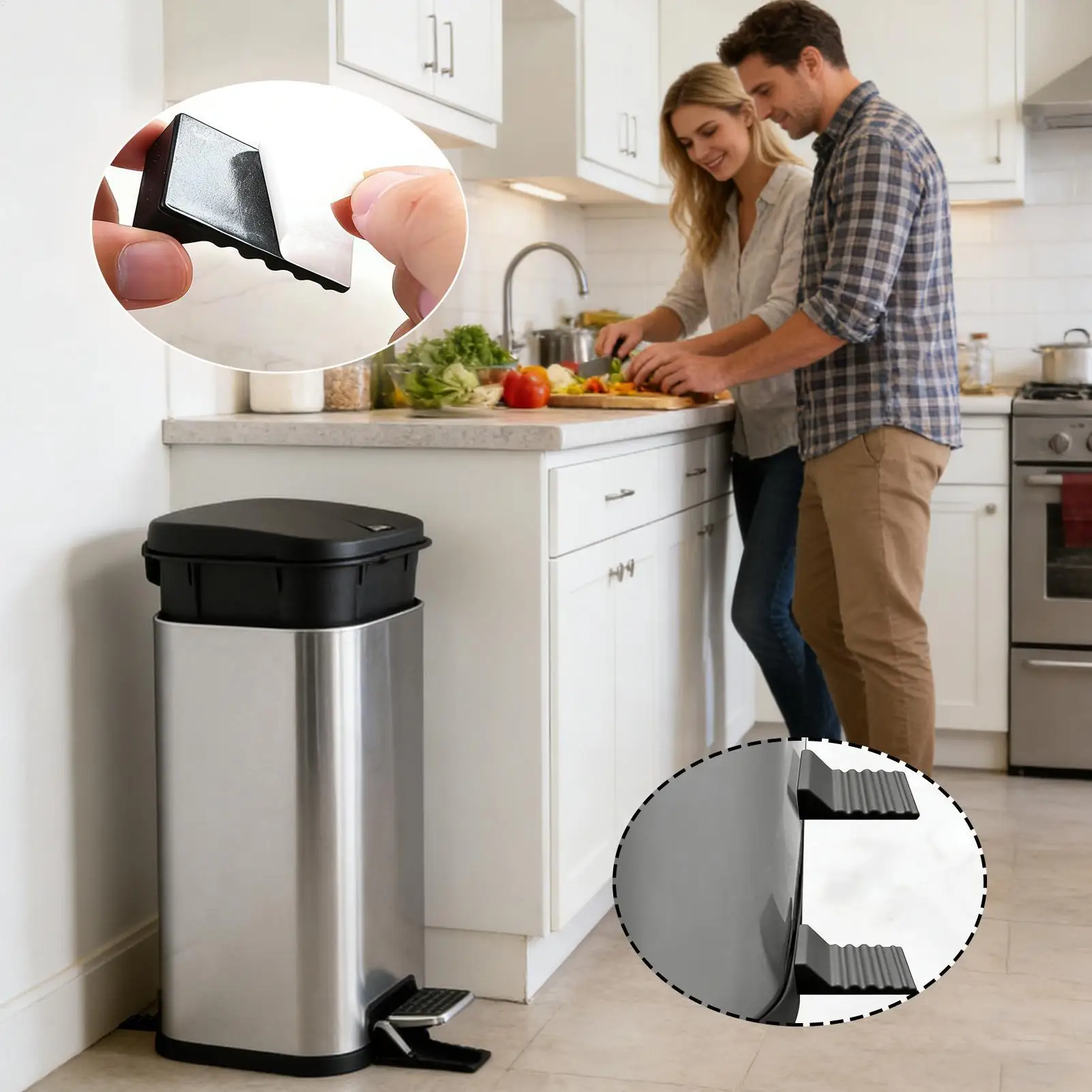 Garbage Can Wall Protector No Drilling Adhesive No Drill Trash Can Bumpers Pads For Apartment RVs Camping Office Restaurant