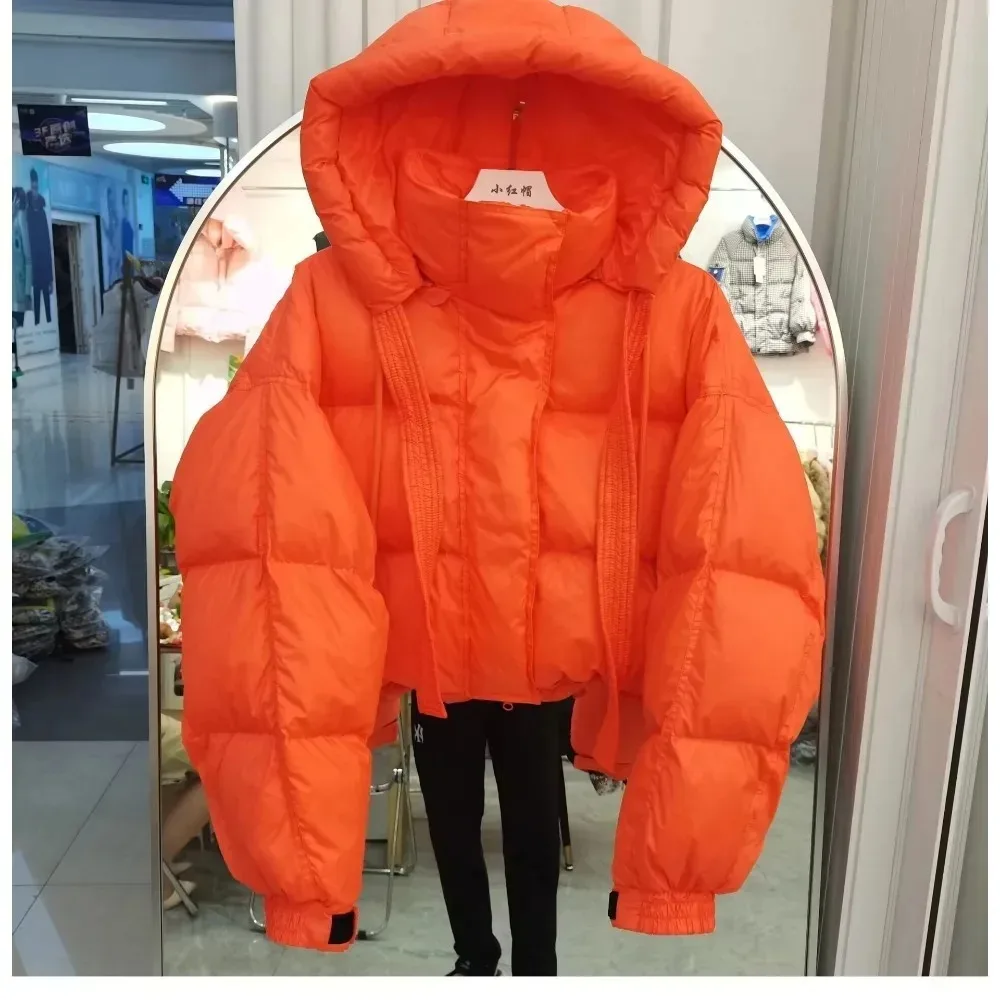 Autumn Winter Female Duck Down Outerwear Luxury Down Jacket Women Short Fluffy Puffer Coat Hooded Bread Parkas Korean Fashion