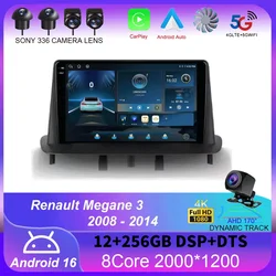 For Renault Megane 3 2008 - 2014 Android 16 Carplay Auto 4G+WIFI GPS Car Radio Navigation Multimedia Video Player Stereo BT