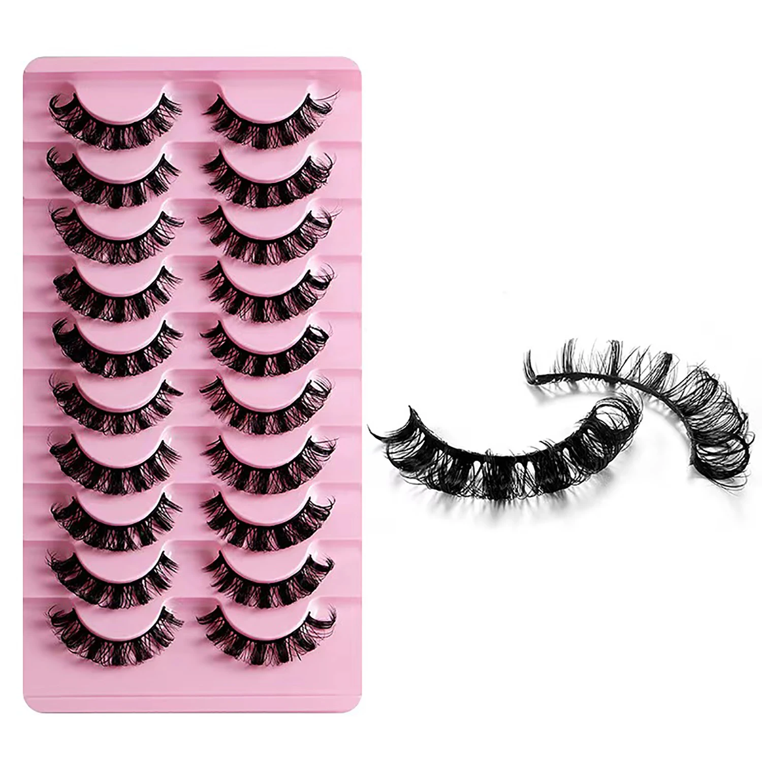 큰 곡률의 컬링된 유럽과 미국의 두꺼운 속눈썹을 갖춘 새로운 DD 컬링 러시아 인조 속눈썹 10쌍