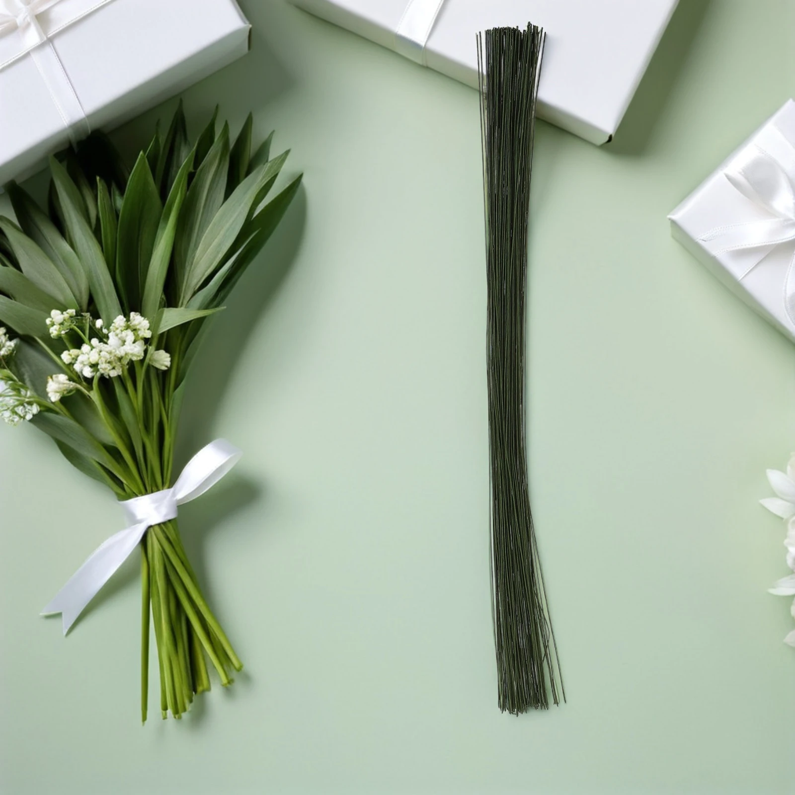 100 قطعة من باقات أدوات ترتيب الأسلاك الزهرية، لوازم تصميم إكليل الزهور الاصطناعية، صياغة ورق بني ملفوف #1