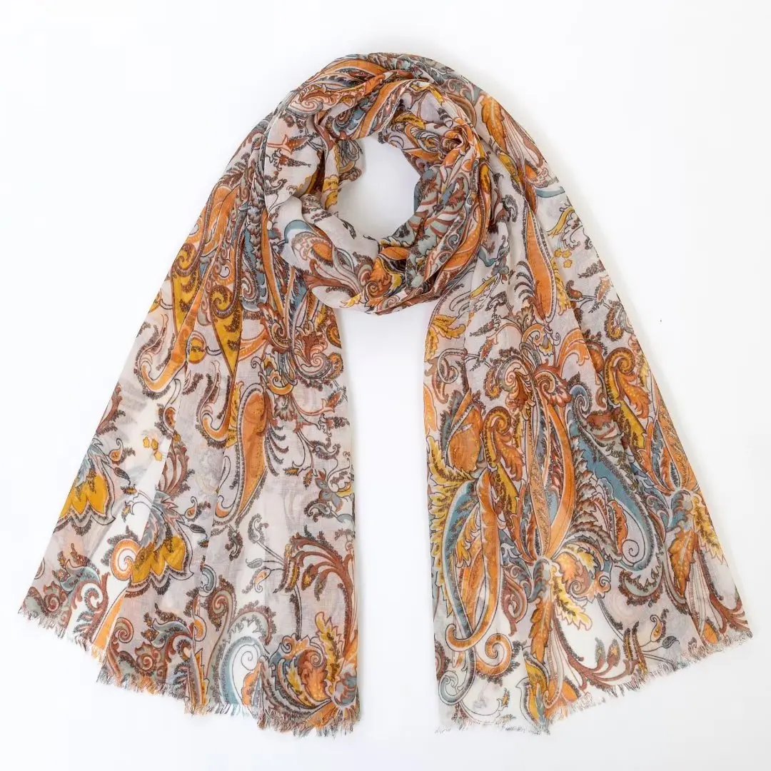 

2022 Fashion Paisley Pattern Fringe Scarf Shawls Soft Beautiful Lady Vintage Flower Pattern Wrap Hijab Scarves Free Shipping