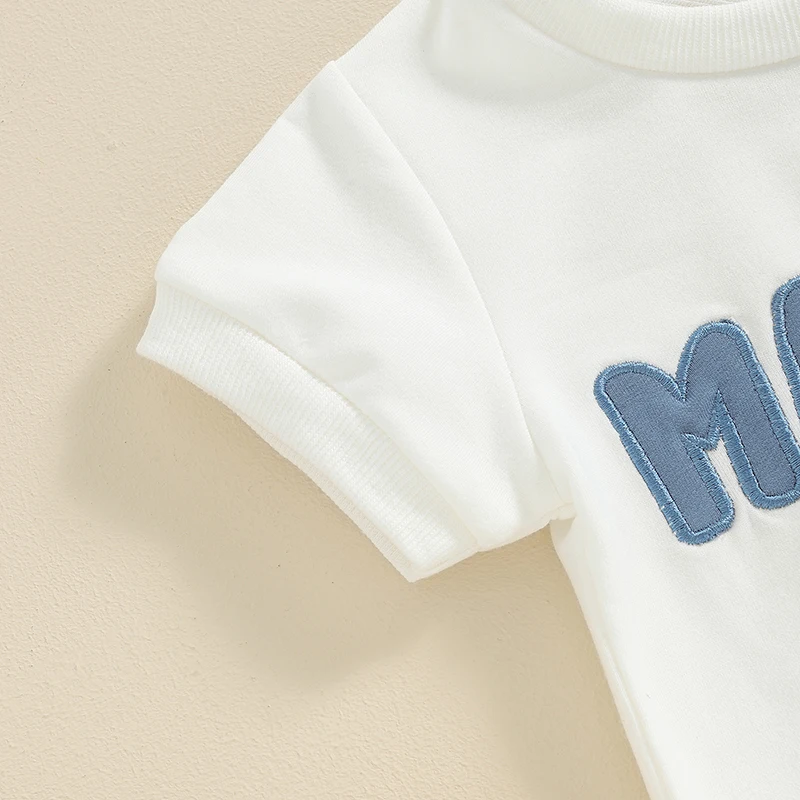 

Baby Boy Casual Outfit Set with Printed Short Sleeve Tee and Elastic Waist Solid Color Shorts for Summer Beach Trip 2Pcs Set