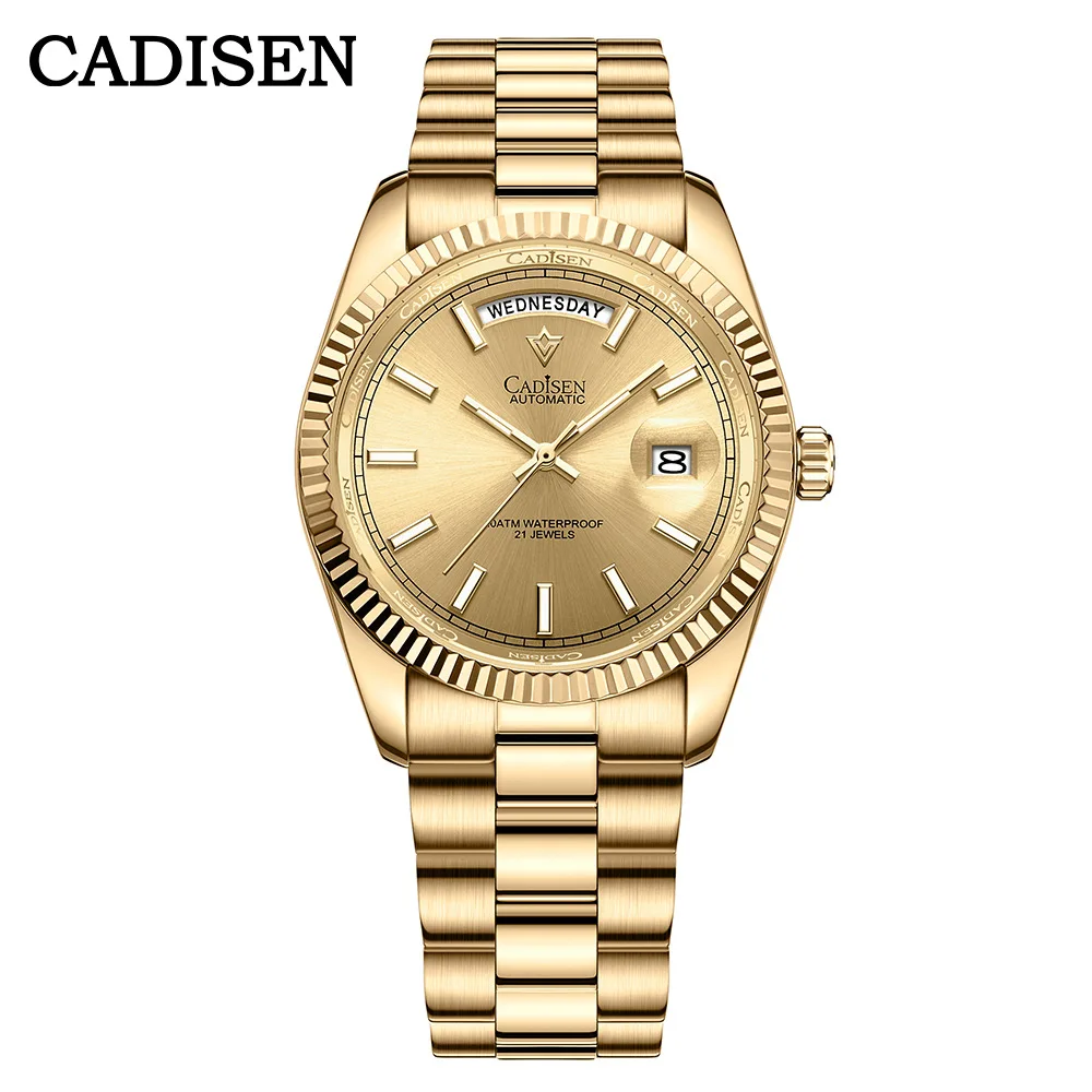 CADISEN 2021 New watch log type men\'s mechanical watch MIYOTA 8285 Japanese movement sapphire glass waterproof watch