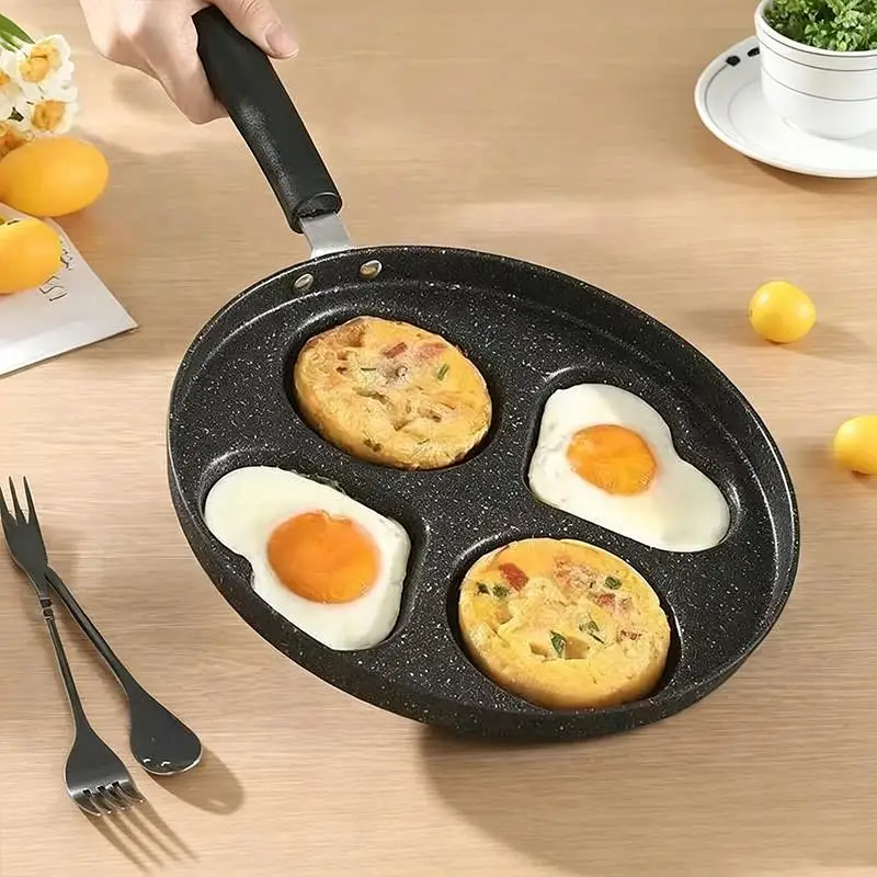 1pc Stainless Steel Non-Stick Skillet, Multi-Section Breakfast Pan With Burger & Egg Mold, Handle, Compatible With Gas Stove