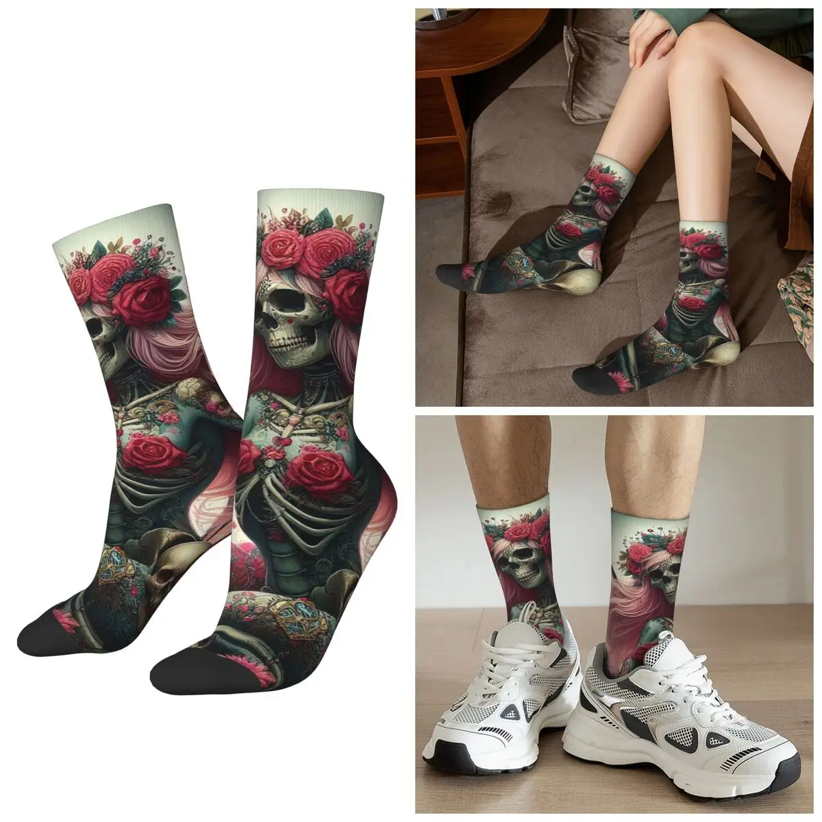 

Всесезонные носки с изображением русалки и зомби, носки в стиле Харадзюку, впитывающие пот чулки для мужчин и женщин, подарки