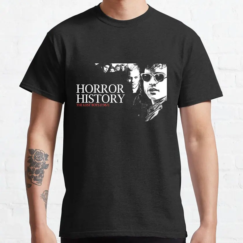 

Vintage Horror history The lost boys 80s retro movie scary vampire David funny halloween devil graphic t shirt plus size tee