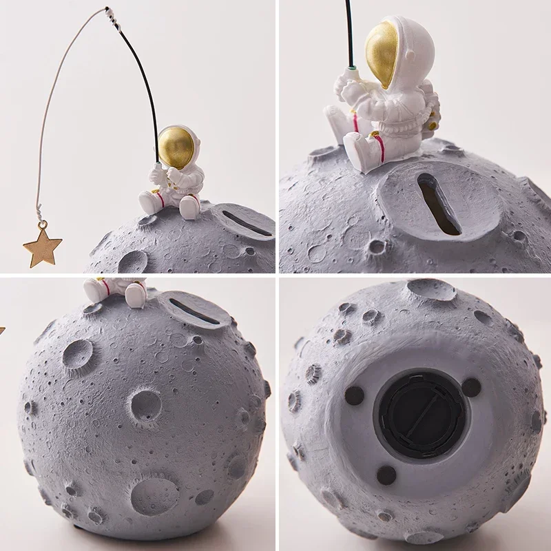 Imagem -05 - Criativo Resina Mealheiro para Crianças Home Decor Caixa de Dinheiro Astronaut Coin Box Presente de Aniversário Desktop Decor Ornamentos