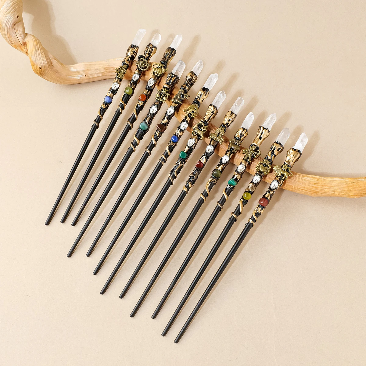 1PC Natural Zodiac Clear Quartz Crystal Point Magic Wand Witch Scepter Spirit Healing Gemstone Energy for Spirituality Healing