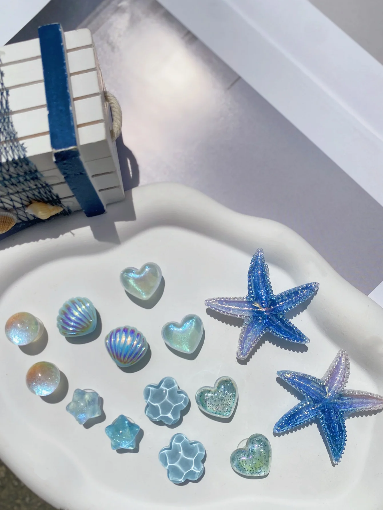 14 DIY blue shell, heart and star shoe buckle decorations, multi-functional shoe clip accessories for women's sandals, slippers image 3