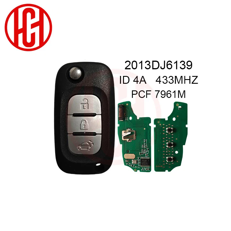 2013DJ6139 Flip Remote Smart Car Key Fob PCF7961M For 2015 2016 2017 Mercedes Benz Smart Fortwo 453 Forfour