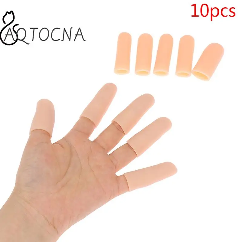 10Pcs Silicone Gel Tube Hand Bandage Finger Protector Anti-cut Heat Resistant Finger Sleeves Great Cooking Kitchen Tools