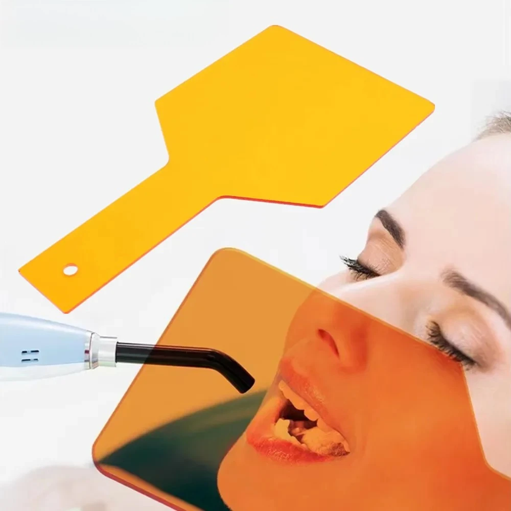 5 Stück Dental LED Lichthärtungs-Schutzschild Handgehaltene Schutzplatte Augenschutz-Board Lichtfilter-Paddel Zahnmedizin Zahnaufhellungs-Werkzeug
