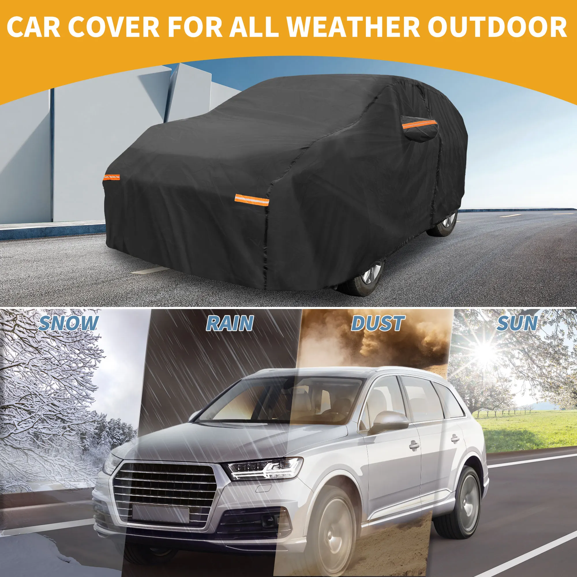 

Чехол для автомобиля Uxcell, водонепроницаемый, всепогодный, защита от солнца и дождя, полный внешний чехол для Honda Odyssey, черный, с молниями по левой стороне