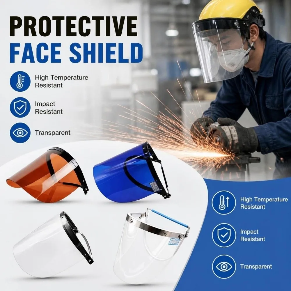 High Temperature Resistant Protective Face Shield Transparent Impact Resistant Full Face Visor Fireproof Heat Insulation