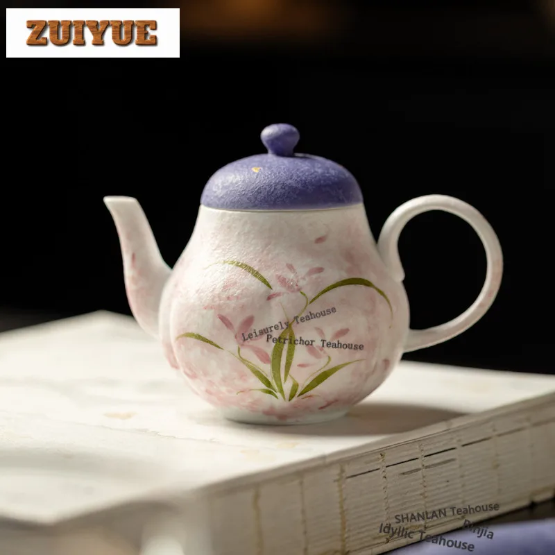 

130ml Hand-painted Orchid Teapot Vintage Tea Infuser Pot Household Tea Brewing Kettle With Strainer Teaware Supplies Ornaments