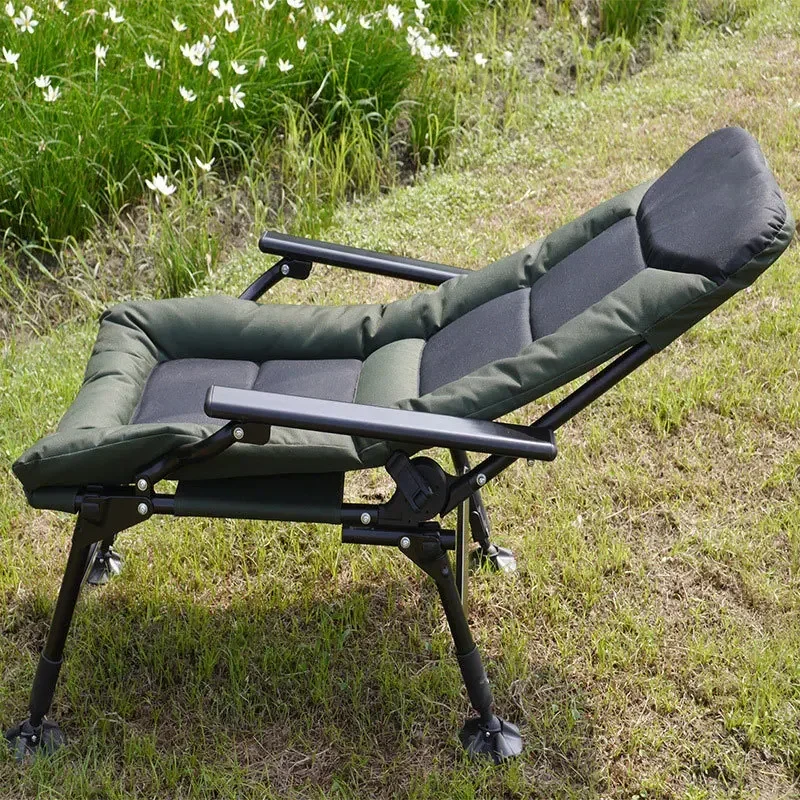 Silla de pesca multifuncional, asiento de pesca europeo reclinable y grueso, plegable y portátil para exteriores, todo terreno