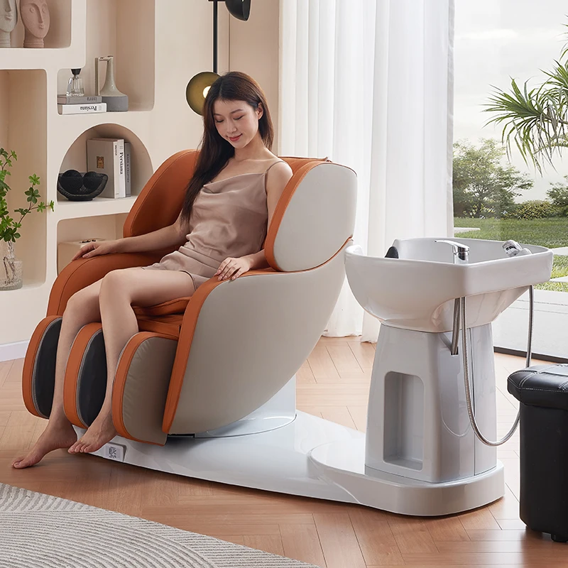 

Hairdressing furniture Smart electric massage flush bed Scalp care hair chair multi-functional rotating shampoo bed