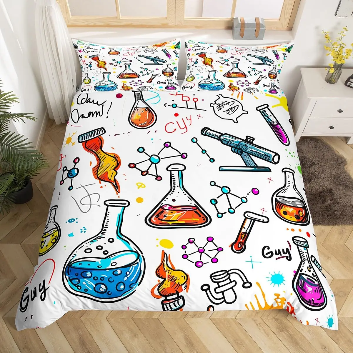 Chemical Equation Bedding Set Chemistry Duvet Cover Science Learning Molecular Formula Comforter Cover Education Quilt Cover