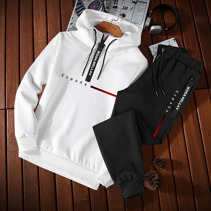 2026 Men's Tracksuit Print Casual Half Zip Hoodie Sweatshirts Outdoor Sports Jogging Clothing Autumn Winter Fashion Streetwear