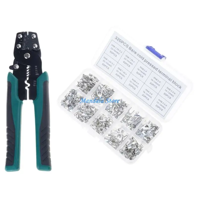

U2JC Wire Stripper Cutter Pliers with 320pcs RNB-/SNB- Electrical Terminals Connector