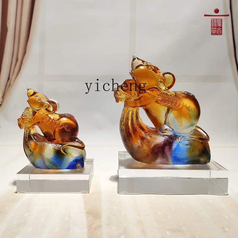 XL المزجج زخرفة صغيرة الماوس زودياك التميمة غرفة المعيشة مدخل الديكور الحرف اليدوية