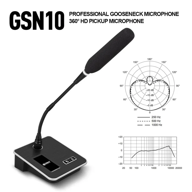 GSN10 Profesjonalny mikrofon stacjonarny na gęsiej szyi, mikrofon audio z zasilaczem XLR 5 V do nagrywania konferencji na żywo, gier