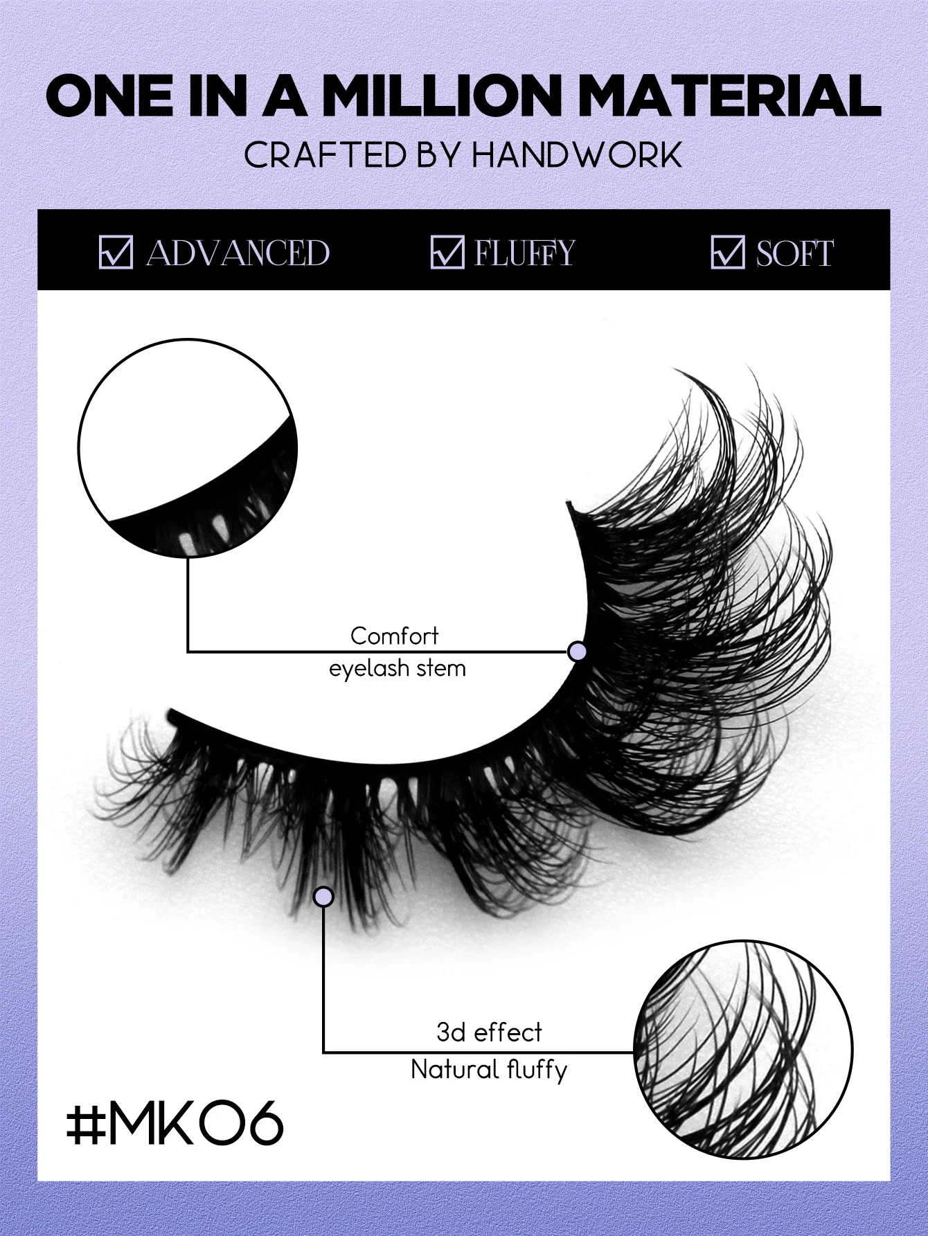 GROINNEYA Wimpers 3D Nertsen Wimpers Pluizige Herbruikbare Wimpers Nertsen Valse Wimpers Zachte Piekerige Natuurlijke Cross Wimper Extension Make-up