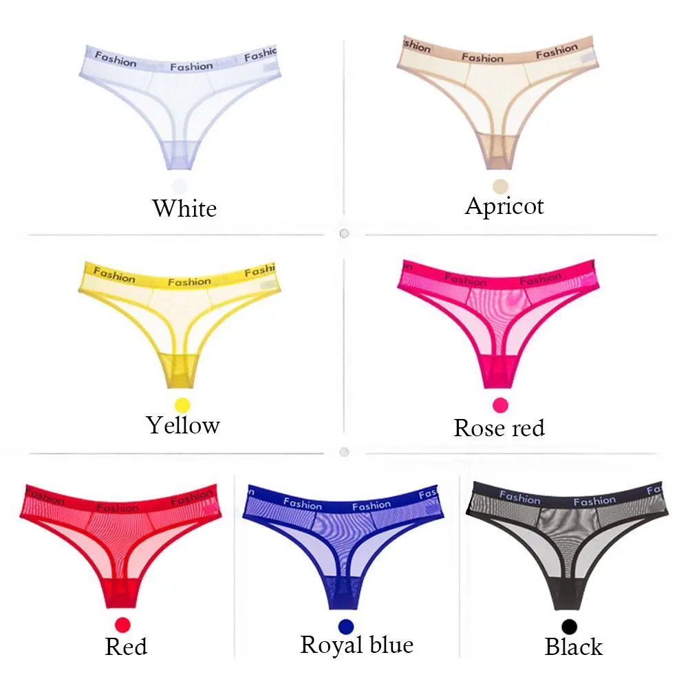 Sexy Seamless Lingerie Thongs Mesh Briefs Women Underwear Transparent Cotton Panties