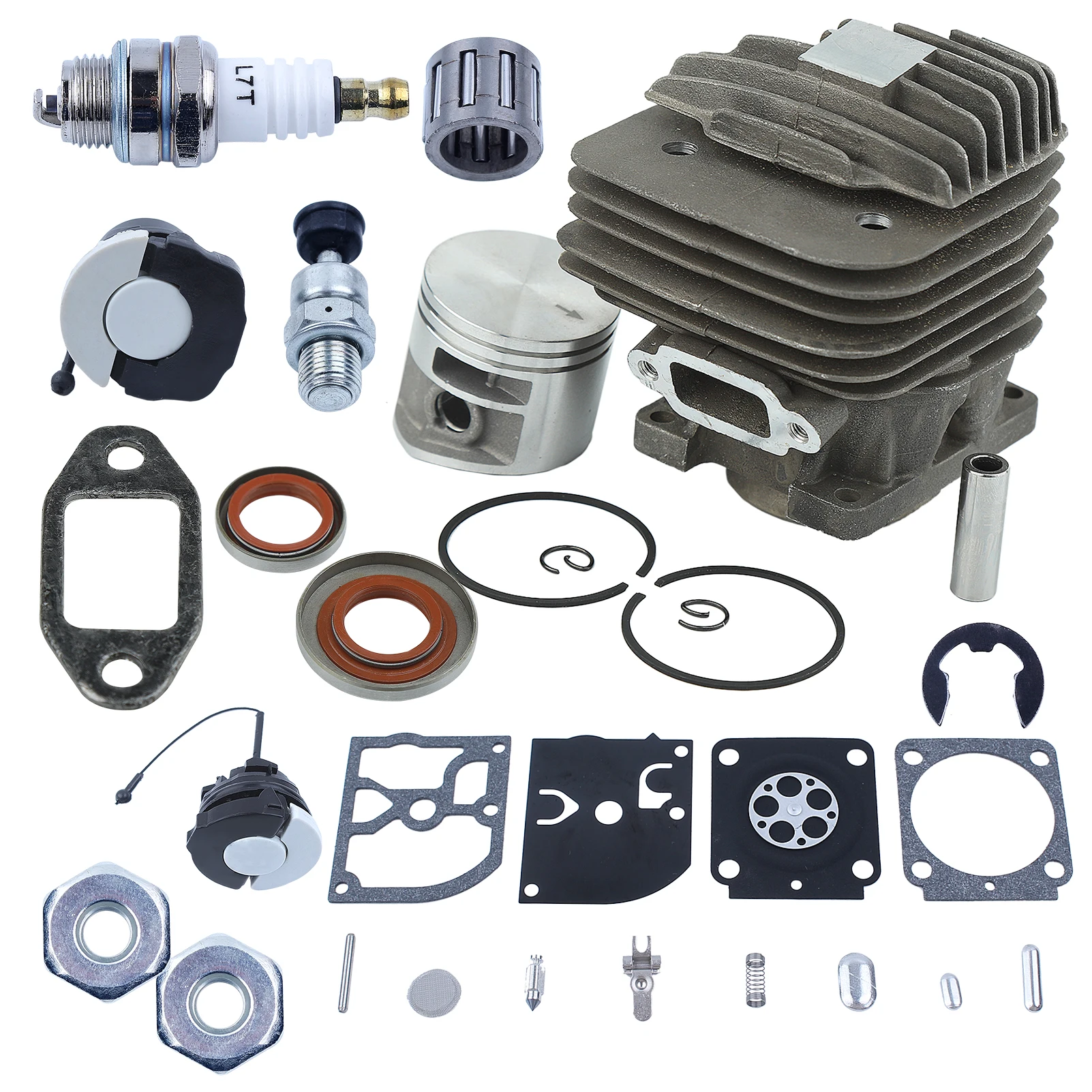 44.7 مللي متر اسطوانة المكبس Carb عدة ل Stihl MS261 MS 261 MS261C بالمنشار استبدال 1141 020 1200 النفط ختم غطاء الغاز