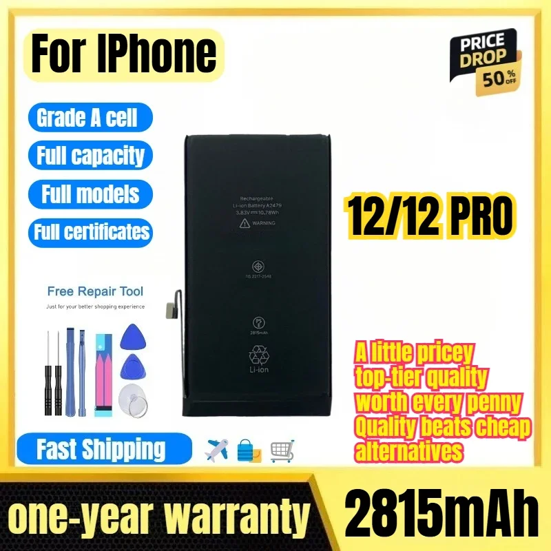 A2407/2341/2406/2408/2403 for IPhone 12/12 PRO Phone Battery 0 Cycle High Quality Replacement Bateria Grade A Cell with Tools