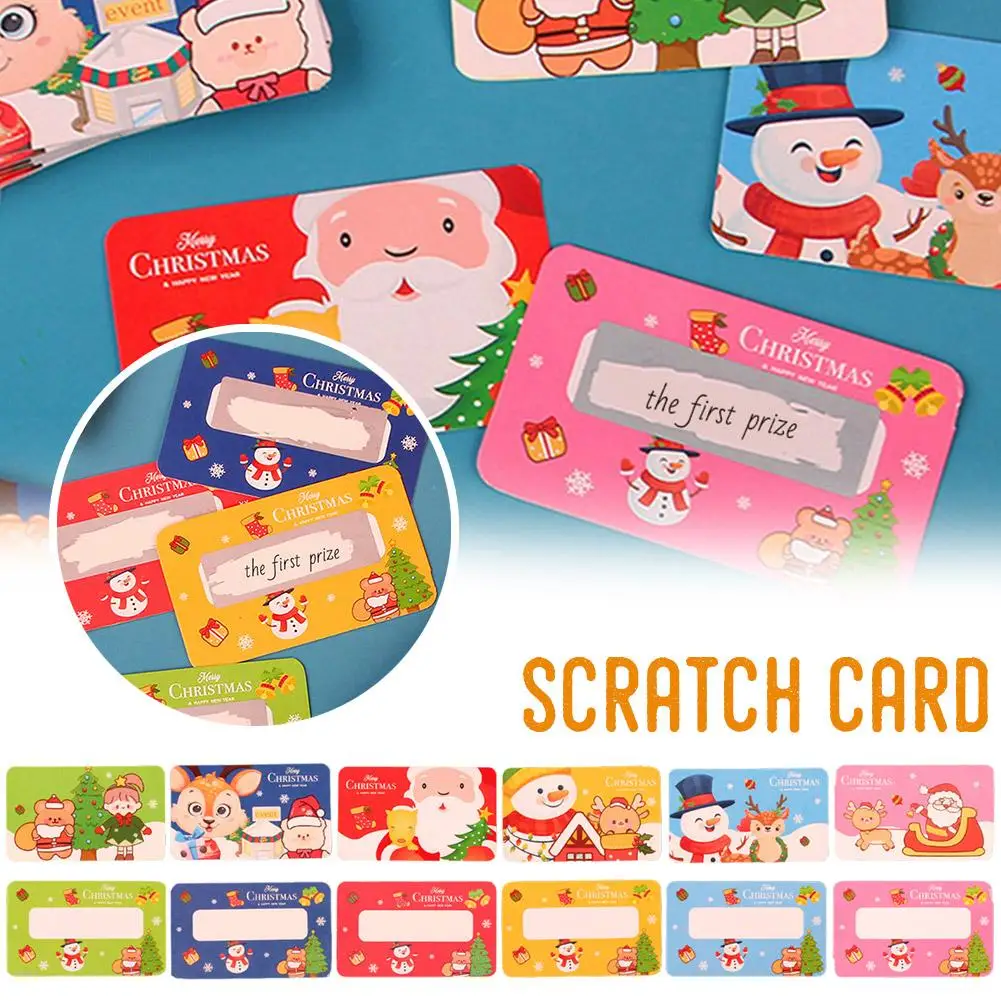 Cartoon Christmas Sticker Scratch Card Paper Child Handwritten Interactive Handwriting Card Surprise Student Pleasant Gifts B8S1