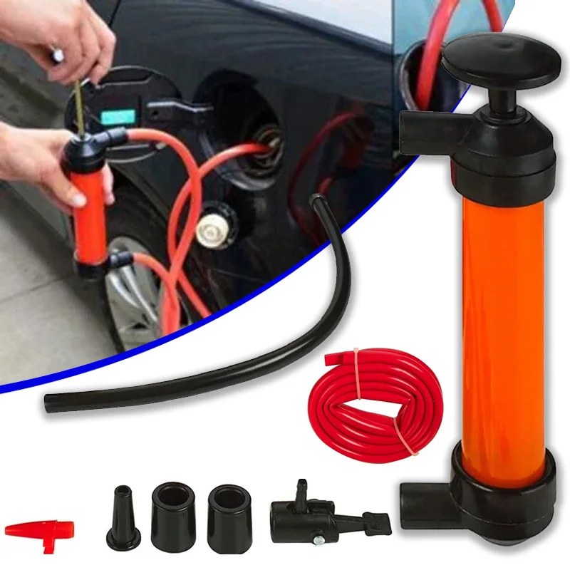 

1 Set Red Plastic Durable Lightweight Auto Car Multi Use Water Oil Fuel Pump Transfer Liquid Pipe Siphon Tool Pump Kit